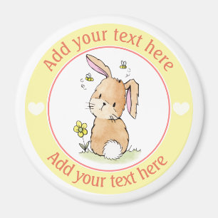 Bunny Rabbit And Bees Personalised Magnet