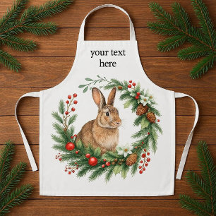 Bunny Rabbit and Christmas Wreath Apron
