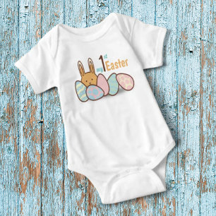 Bunny Rabbit and Eggs My 1st Easter Personalised Baby Bodysuit
