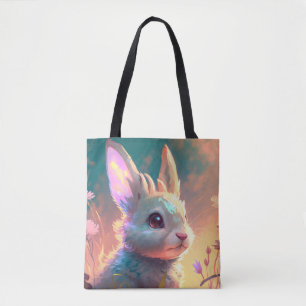 Bunny Rabbit Animal Portrait Painting Wildlife Art Tote Bag