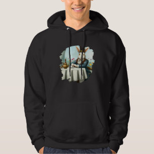 Bunny Rabbit Aristocrat at Cafe Drinking Coffee Te Hoodie