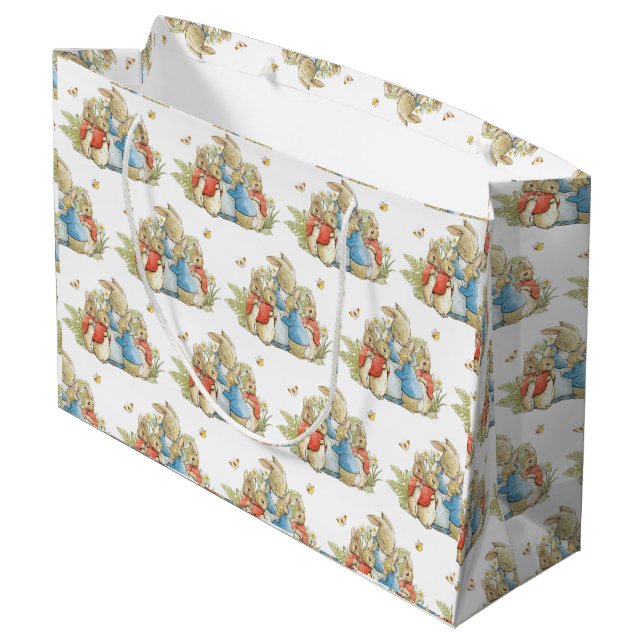 Bunny Rabbit Baby Boy Girl Shower Large Gift Bag (Back Angled)