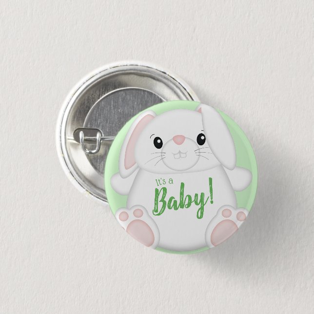Bunny Rabbit Baby Shower 3 Cm Round Badge (Front & Back)