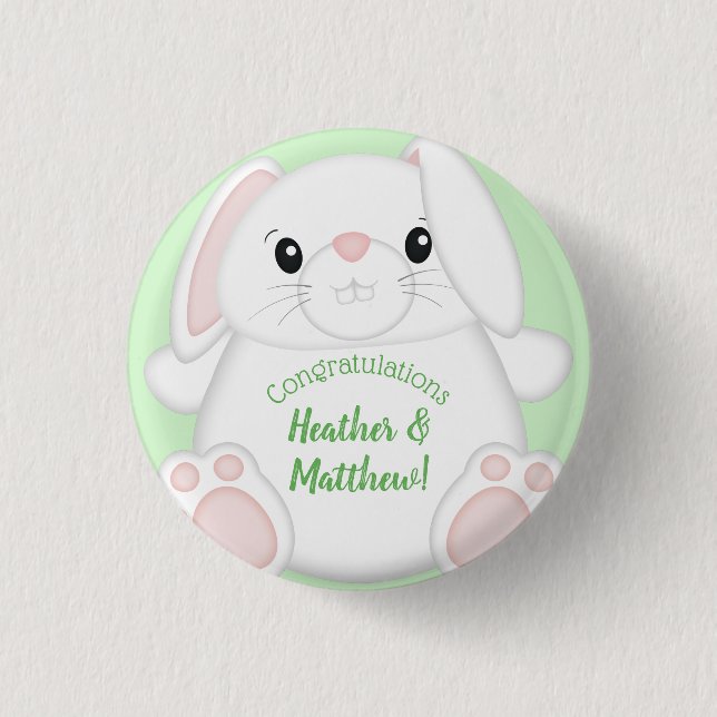 Bunny Rabbit Baby Shower 3 Cm Round Badge (Front)