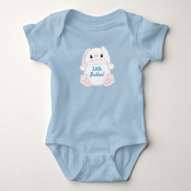Bunny Rabbit Baby Shower Blue Baby Bodysuit (Front)