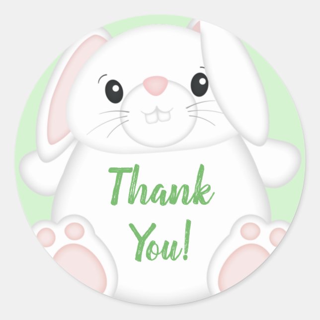 Bunny Rabbit Baby Shower Classic Round Sticker (Front)
