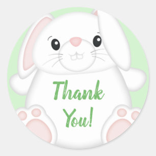 Bunny Rabbit Baby Shower Green Classic Round Sticker