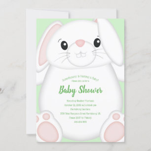 Bunny Rabbit Baby Shower Green Invitation