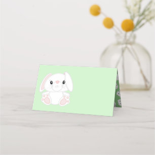 Bunny Rabbit Baby Shower Green Place Card