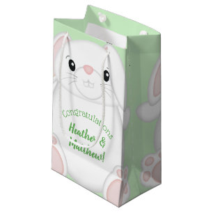 Bunny Rabbit Baby Shower Green Small Gift Bag