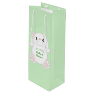 Bunny Rabbit Baby Shower Green Wine Gift Bag