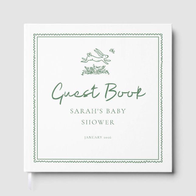 Bunny Rabbit Baby Shower Guest Book (Front)