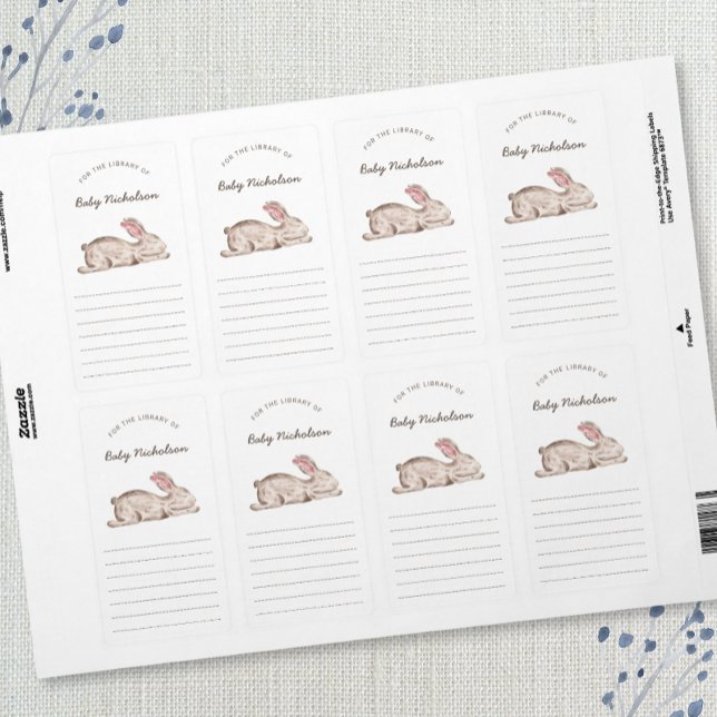 Bunny Rabbit baby shower library bookplates (Creator Uploaded)