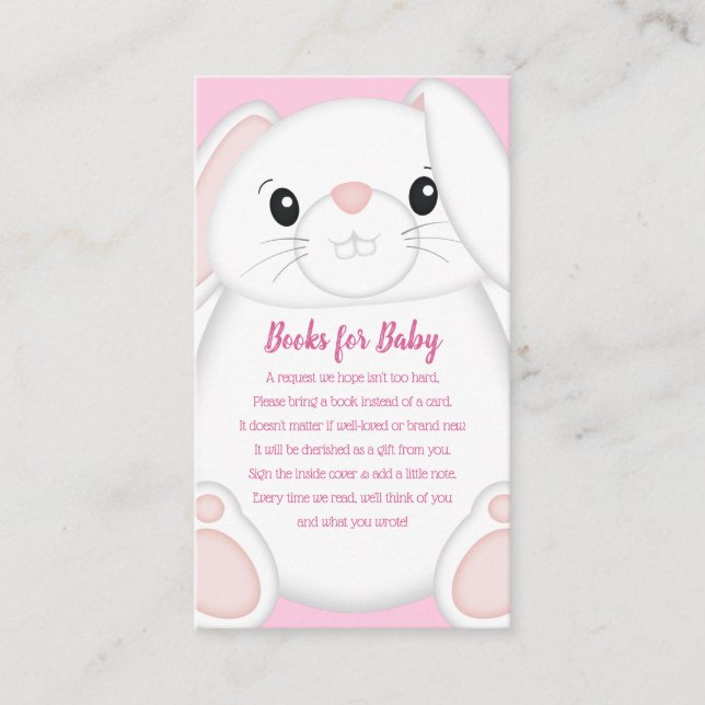 Bunny Rabbit Baby Shower Pink Enclosure Card (Front)