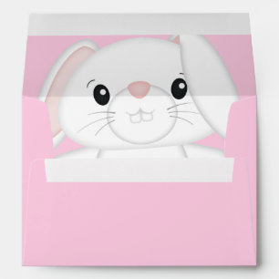 Bunny Rabbit Baby Shower Pink Envelope
