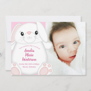 Bunny Rabbit Baby Shower Pink Invitation