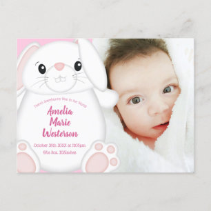 Bunny Rabbit Baby Shower Pink Postcard