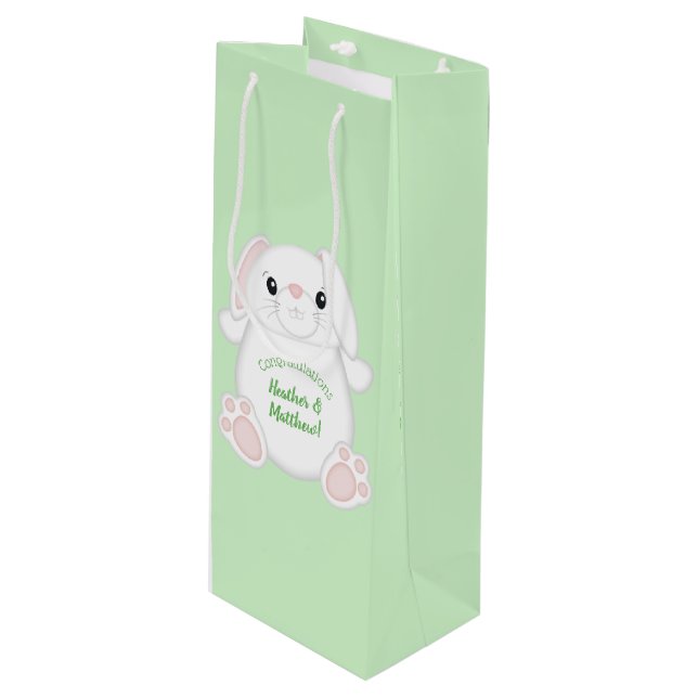 Bunny Rabbit Baby Shower Wine Gift Bag (Front Angled)