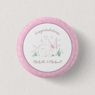 Bunny Rabbit Baby Shower Woodland Animals 3 Cm Round Badge