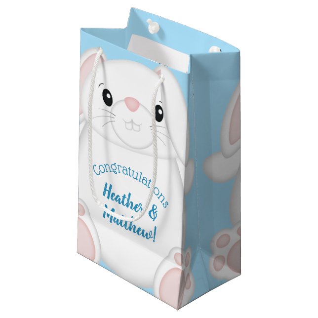 Bunny Rabbit Baby Shower Woodland Small Gift Bag (Front Angled)