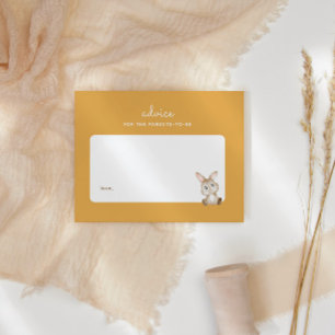 Bunny Rabbit Baby Shower Yellow Parenting Advice Card