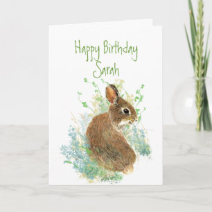 Bunny Rabbit Birthday Custom Name Animal Card