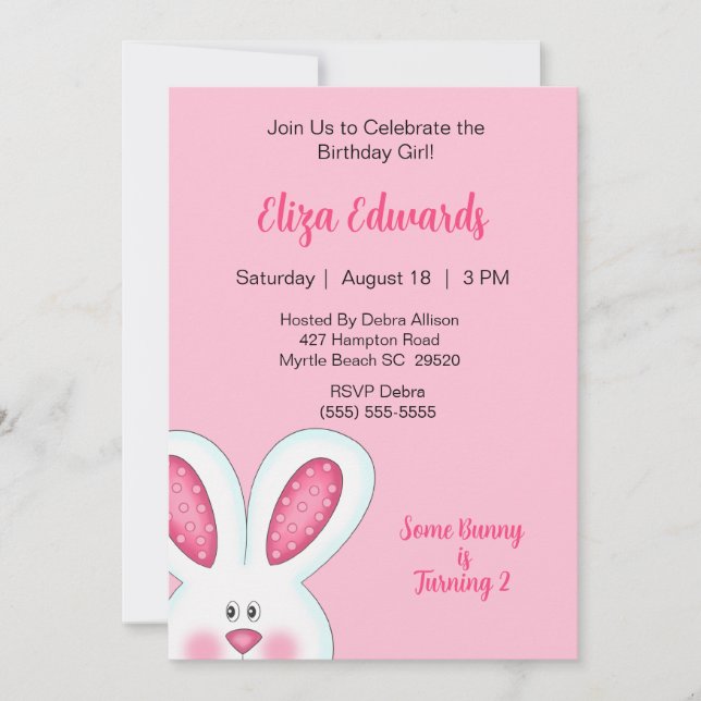 Bunny Rabbit Birthday Invitation (Front)