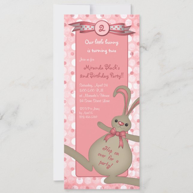 Bunny Rabbit Birthday Party Invitation (Front)