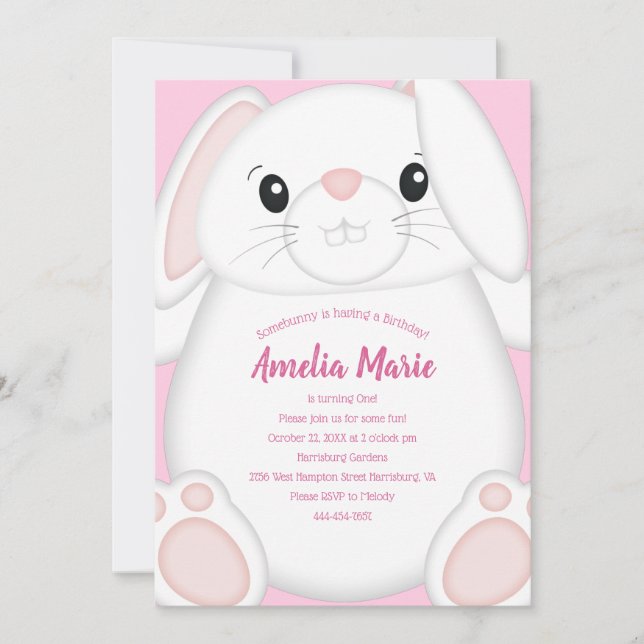 Bunny Rabbit Birthday Party Invitation (Front)