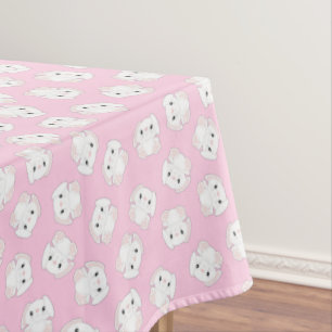 Bunny Rabbit Birthday Party Pink Tablecloth