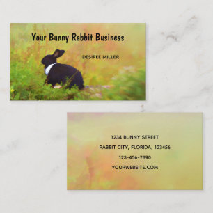 Bunny Rabbit Black Green Watercolor Design Business Card