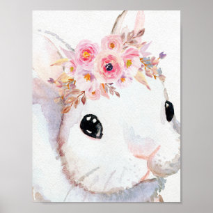 Bunny Rabbit Boho Chic Nursery Woodland Art Print