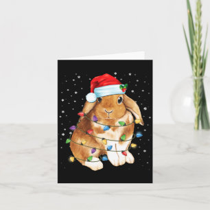 Bunny Rabbit Christmas Lights Santa Hat Funny Xmas Card