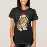 Bunny Rabbit Christmas Lights Santa Hat Funny Xmas