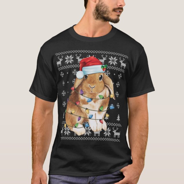 Bunny Rabbit Christmas Ugly Sweater Funny Xmas Tre (Front)