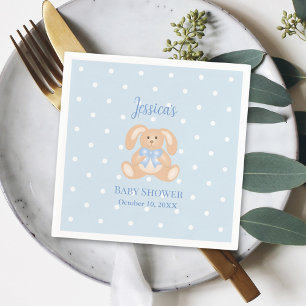 Bunny Rabbit Classic Polka Dots Boy Baby Shower Napkin