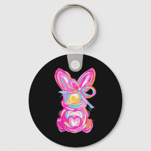 Bunny Rabbit Cute Pink Colorful Funny Easter Day W Key Ring