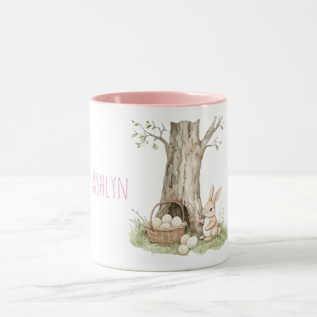 Bunny Rabbit Easter Eggs in Basket Tree Mug (Center)