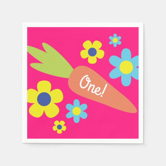 Bunny Rabbit Easter Spring Birthday Party Napkin (Front)