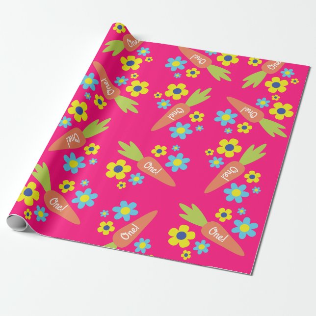 Bunny Rabbit Easter Spring Birthday Party Wrapping Paper (Unrolled)