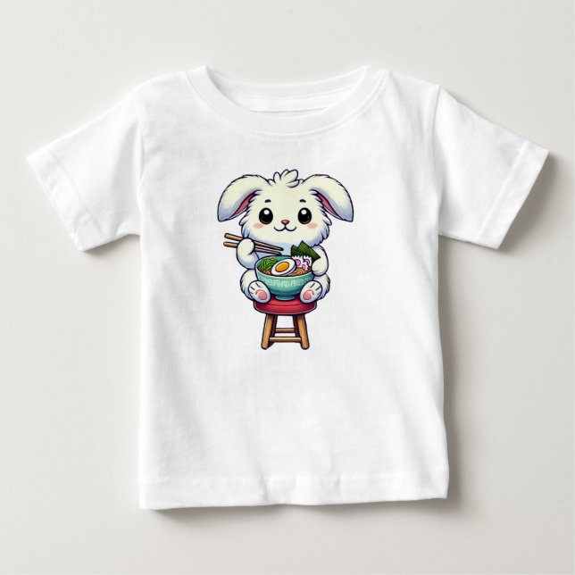 Bunny Rabbit Eating Ramen  Baby T-Shirt (Front)