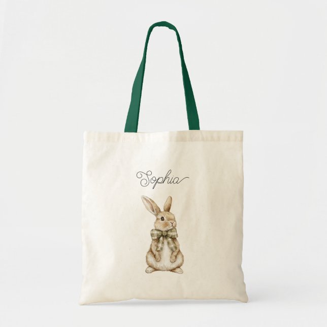 Bunny Rabbit Egg Daisy Flower Tote Bag (Front)