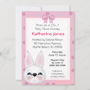 Bunny Rabbit Face Baby Shower Invitation