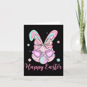 Bunny Rabbit Face Coquette Bow Easter Day Bubblegu Card