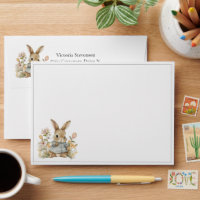 Bunny Rabbit Floral Baby Shower Invitation