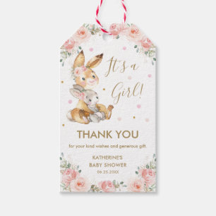 Bunny Rabbit Floral Baby Shower Thank You Favour Gift Tags