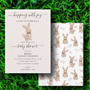 Bunny Rabbit Floral Gender Neutral Baby Shower Invitation