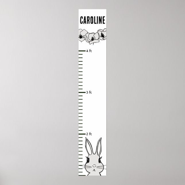 Bunny Rabbit Floral Growth Chart (Front)