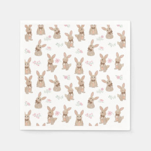 Bunny Rabbit Floral Wildflowers Coquette Bow Napkin