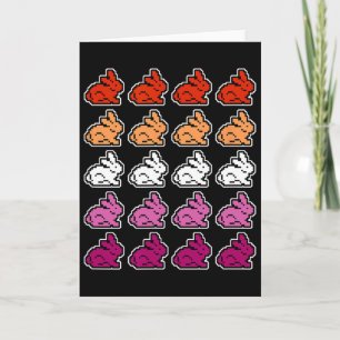 Bunny Rabbit Funny Pixel Art Lgbt Lesbian Flag Col Card